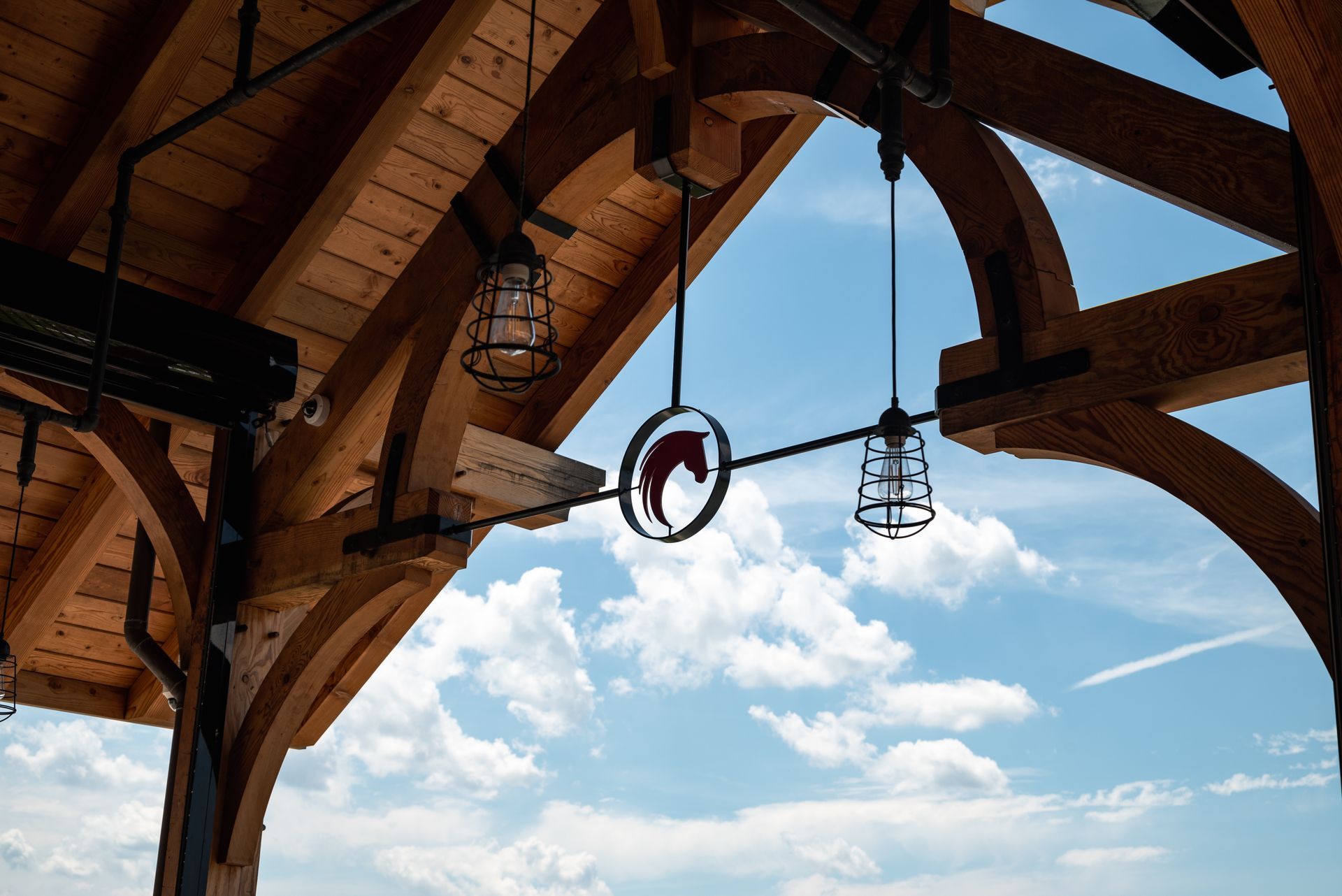 Looking up and outward from the pool bar