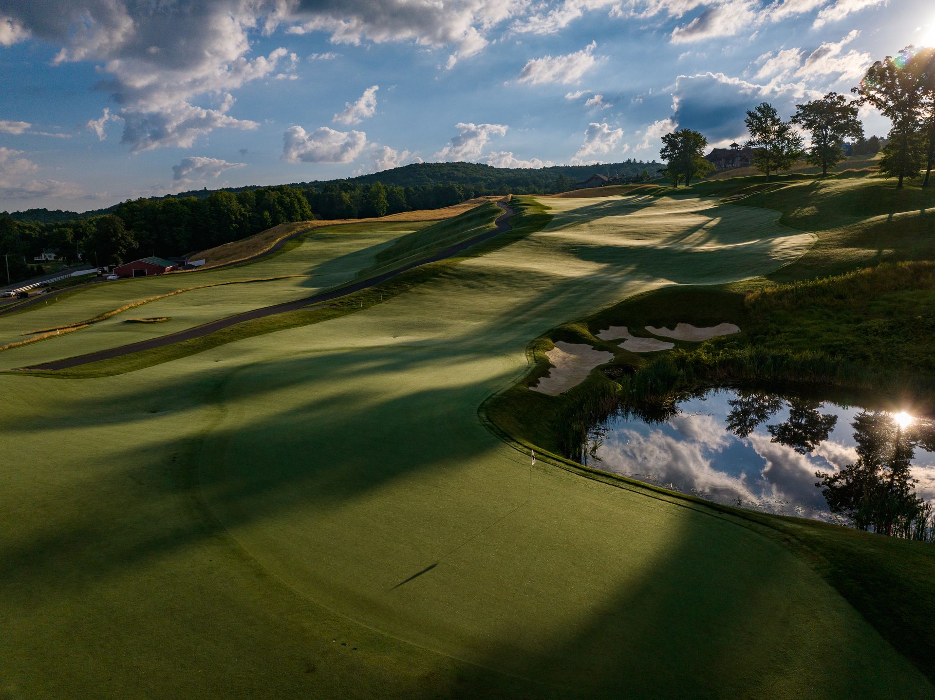 View from behind the green on the first hole