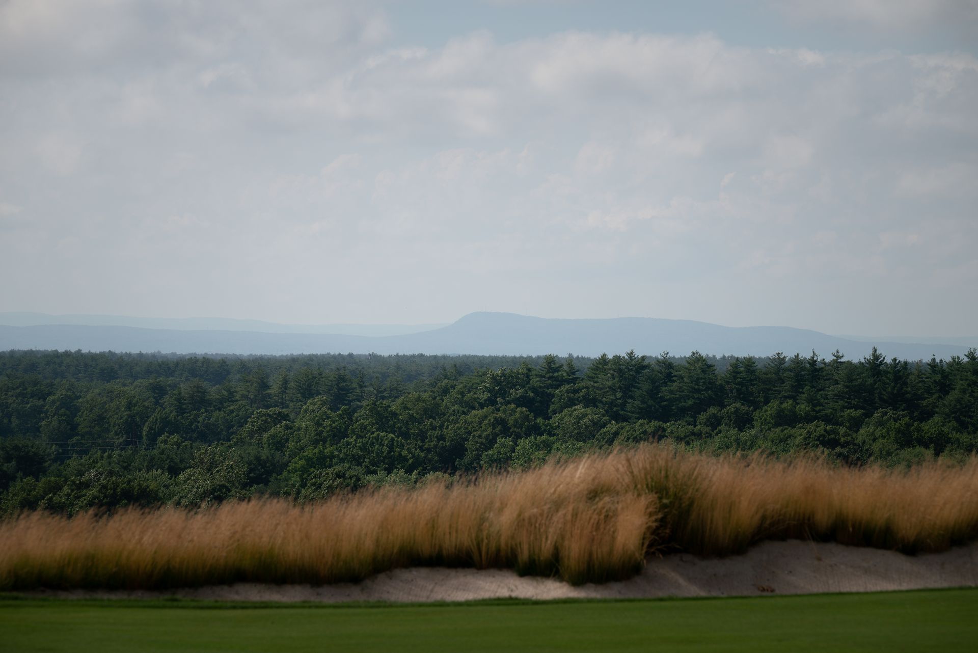 Bunker-level view from eighteenth fairway