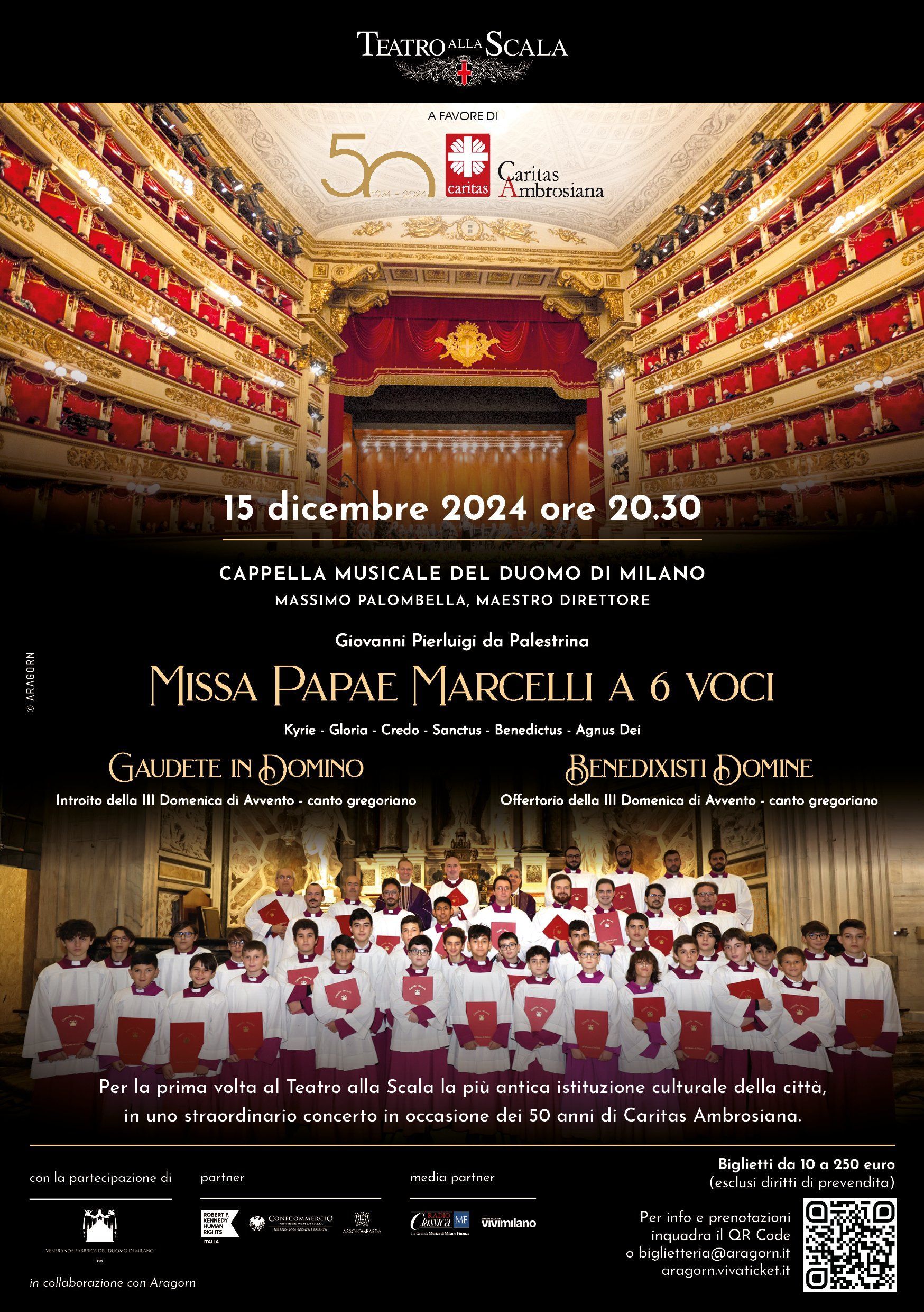 Locandina Cappella Musicale, la Missa Papae Marcelli al Teatro alla Scala per Caritas Ambrosiana