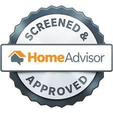 A screened and approved home advisor logo on a white background.