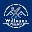 Williams plumbing services logo on a blue background