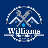 Williams plumbing services logo on a blue background