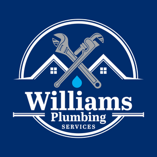 Williams plumbing services logo on a blue background