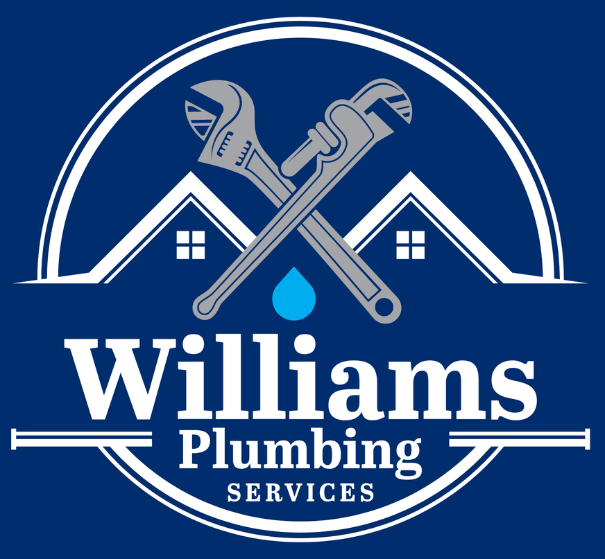 Williams plumbing services logo on a blue background