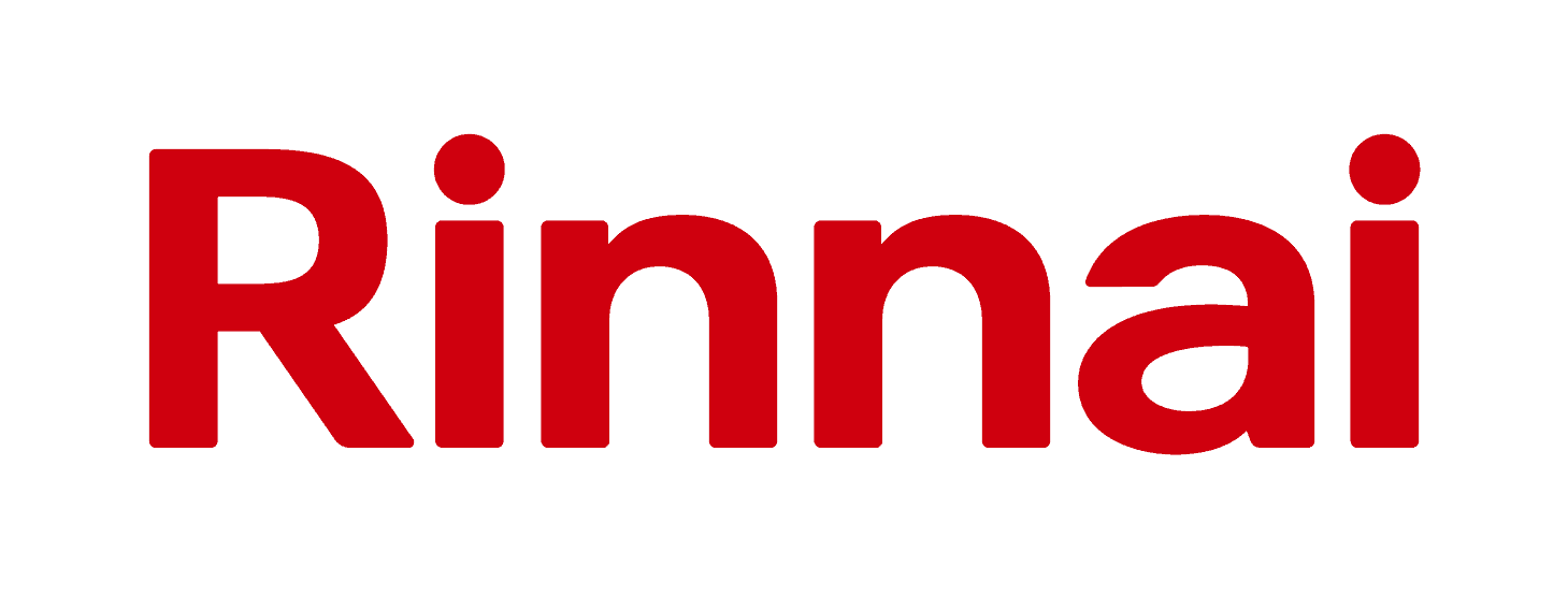 The word rinnai is written in red on a white background.