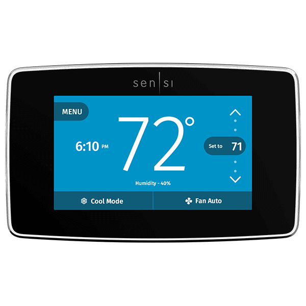 A thermostat that is set to 72 degrees