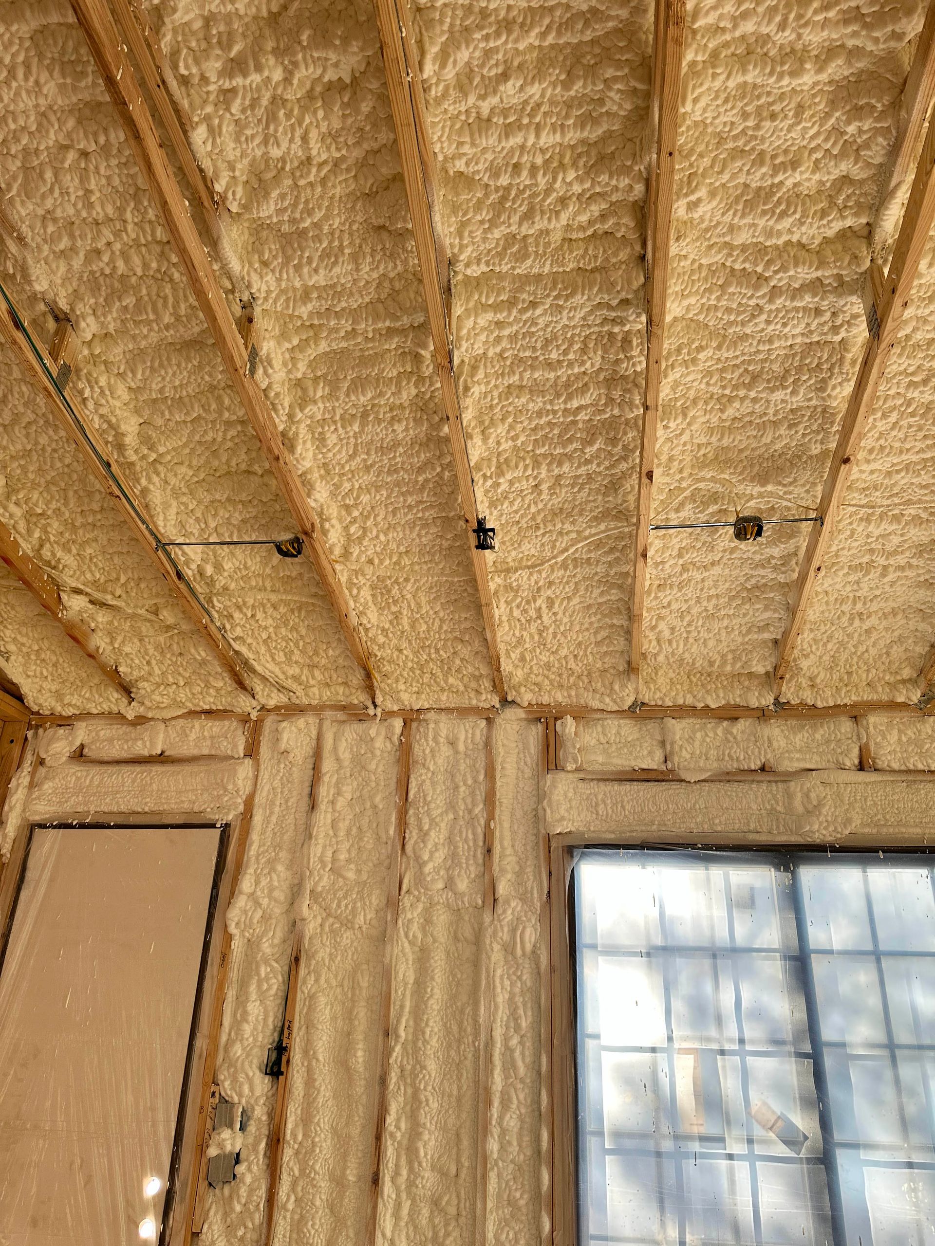 A room with a lot of foam on the ceiling and walls.