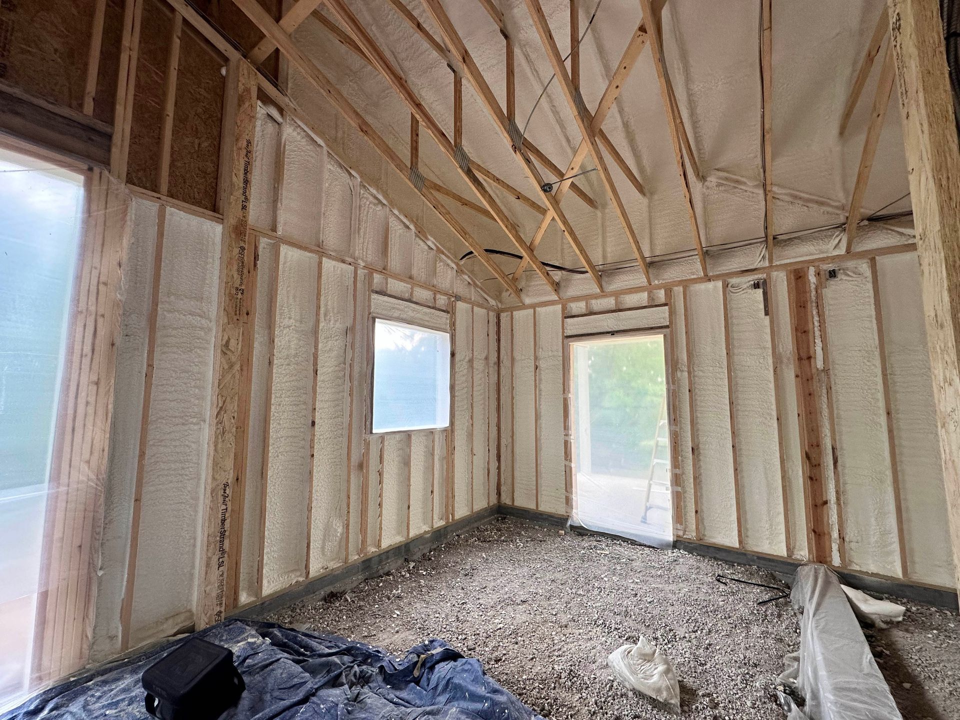 A room with a lot of foam on the walls and ceiling.