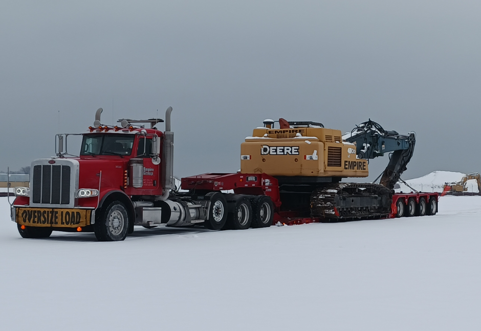 Transporting a 450 excavator