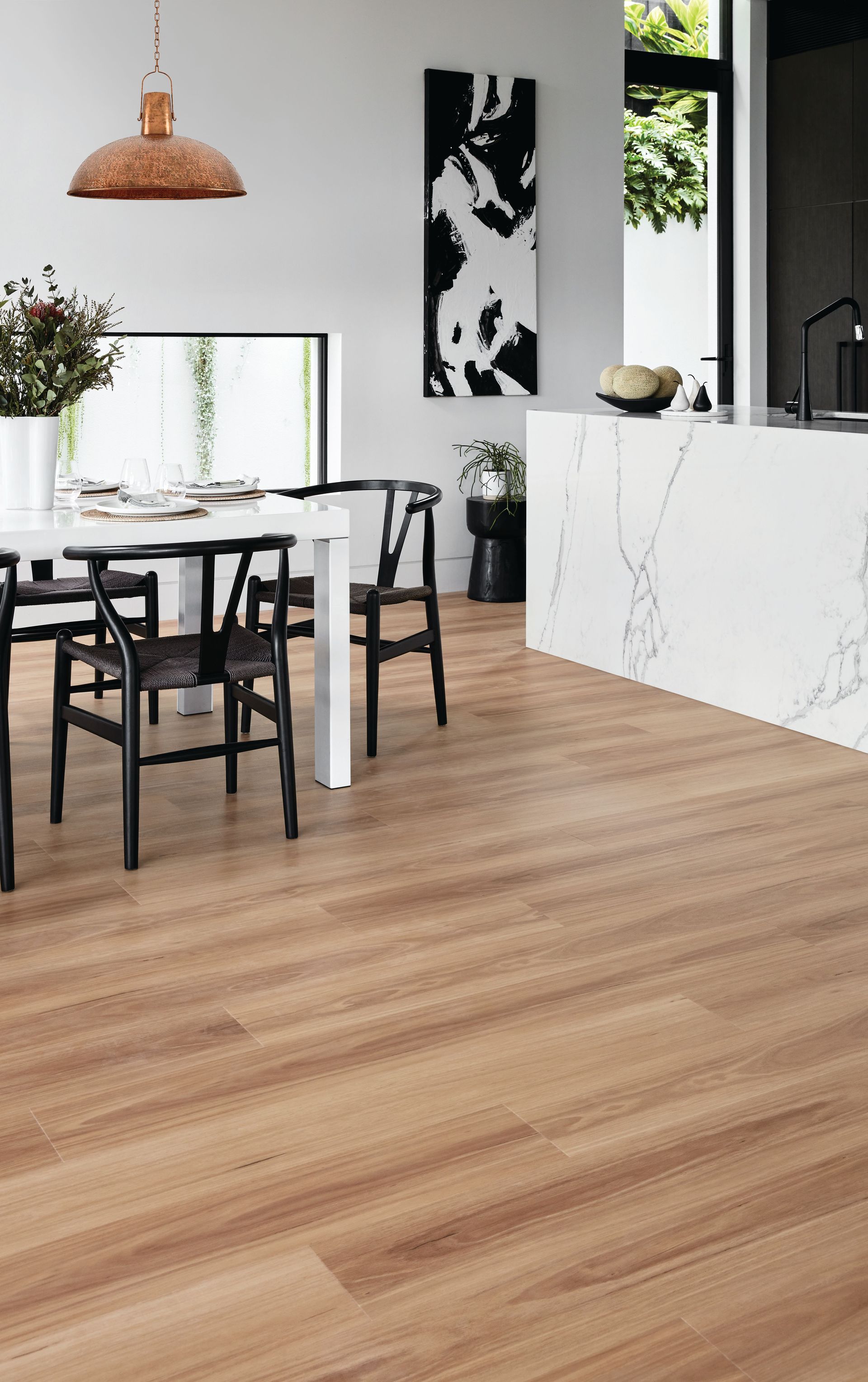 A Dining Room With A Wooden Floor — Geoff Thompson's Independent Flooring Centre In Port Macquarie, NSW
