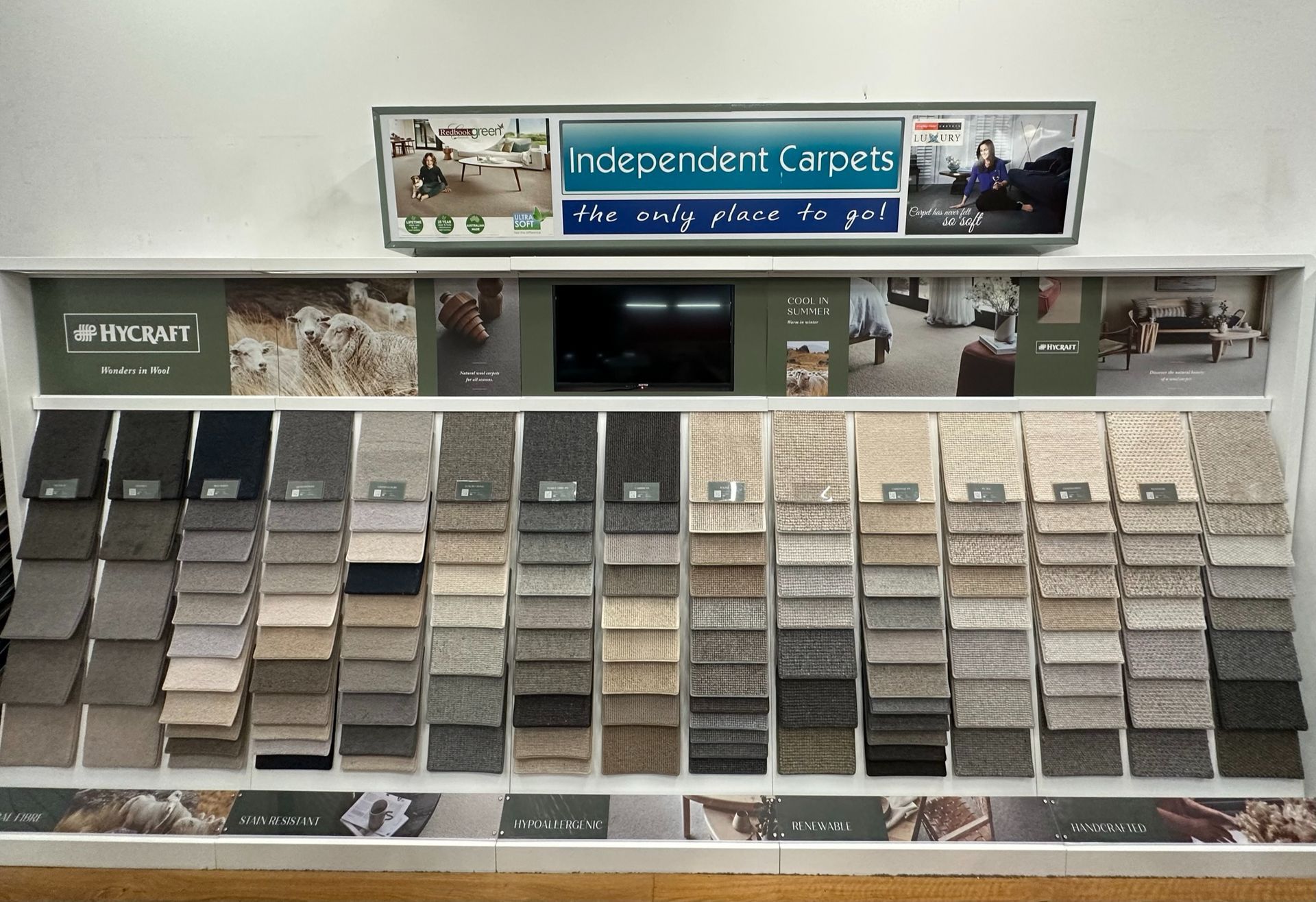 A Display of Independent Carpets in A Store — Geoff Thompson's Independent Flooring Centre In Port Macquarie, NSW