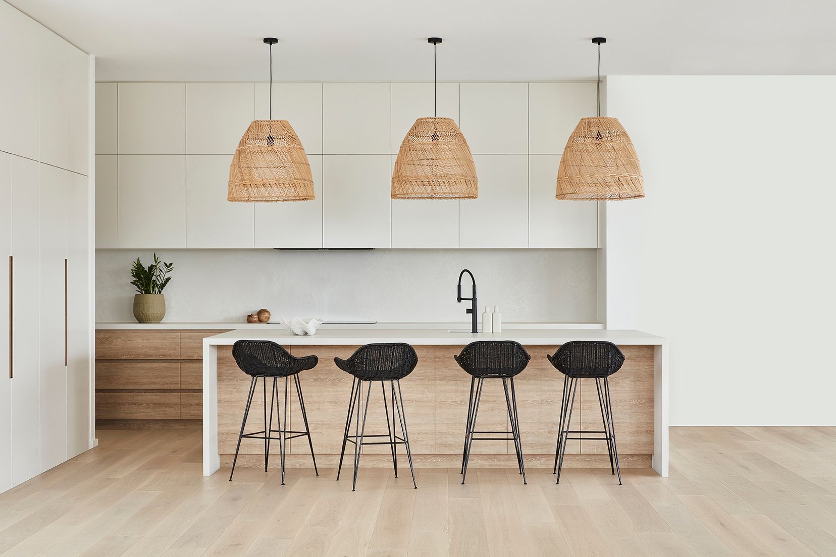 A Kitchen With White Cabinets — Geoff Thompson's Independent Flooring Centre In Port Macquarie, NSW