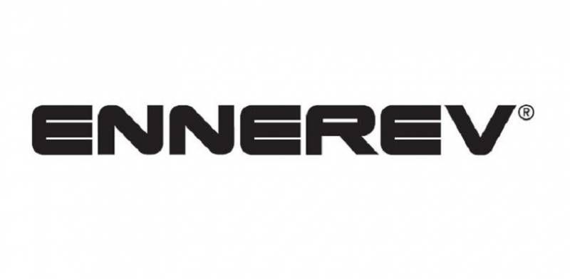 Il logo nero ENNEREV con il simbolo del marchio registrato su sfondo bianco.