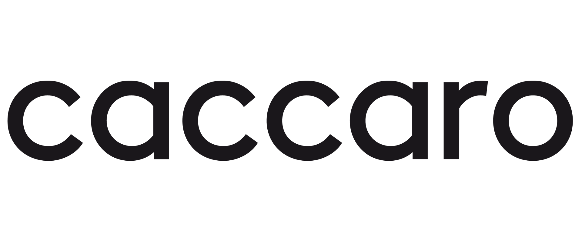 "caccaro" in grassetto, carattere sans-serif nero.