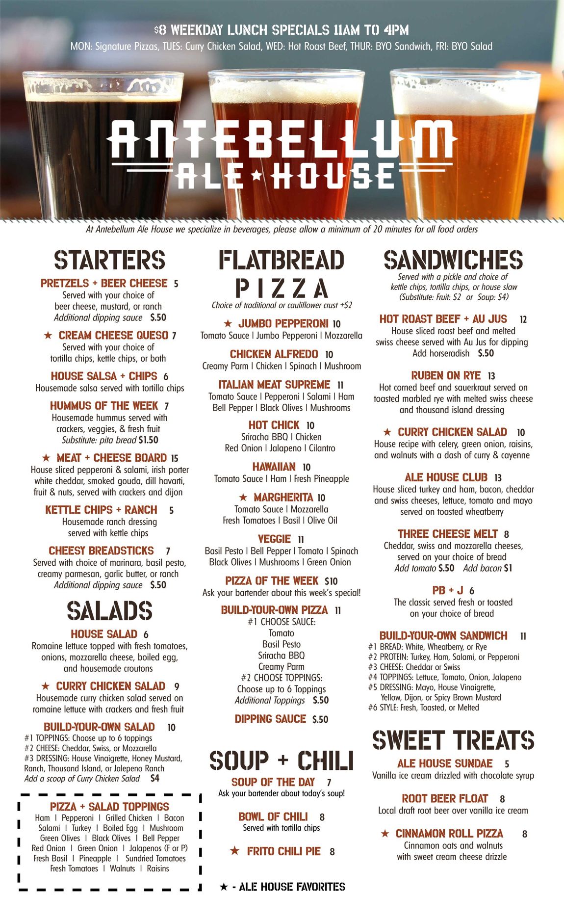 Menu Antebellum Ale House