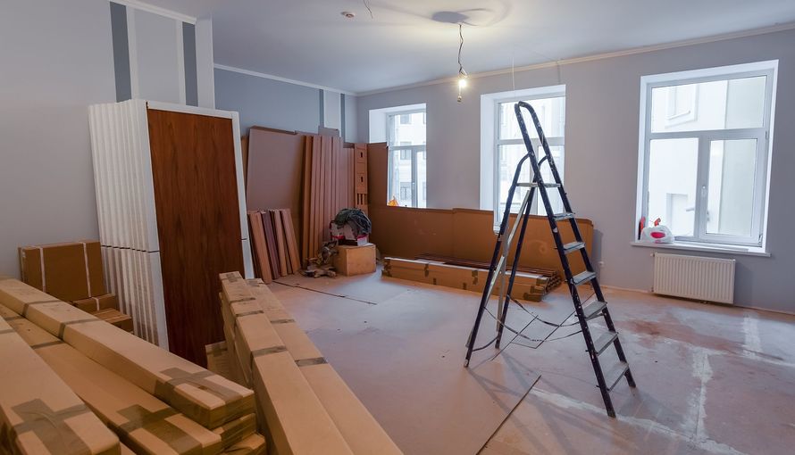 There is a ladder in the middle of the room.