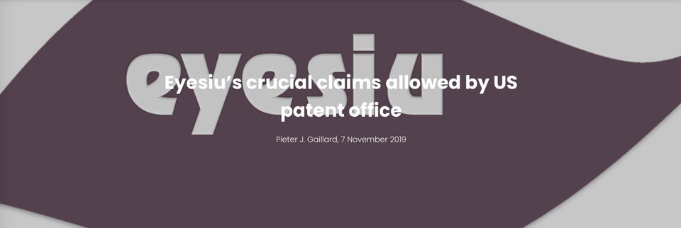 Eyesiu's crucial claims allowed by US patent office