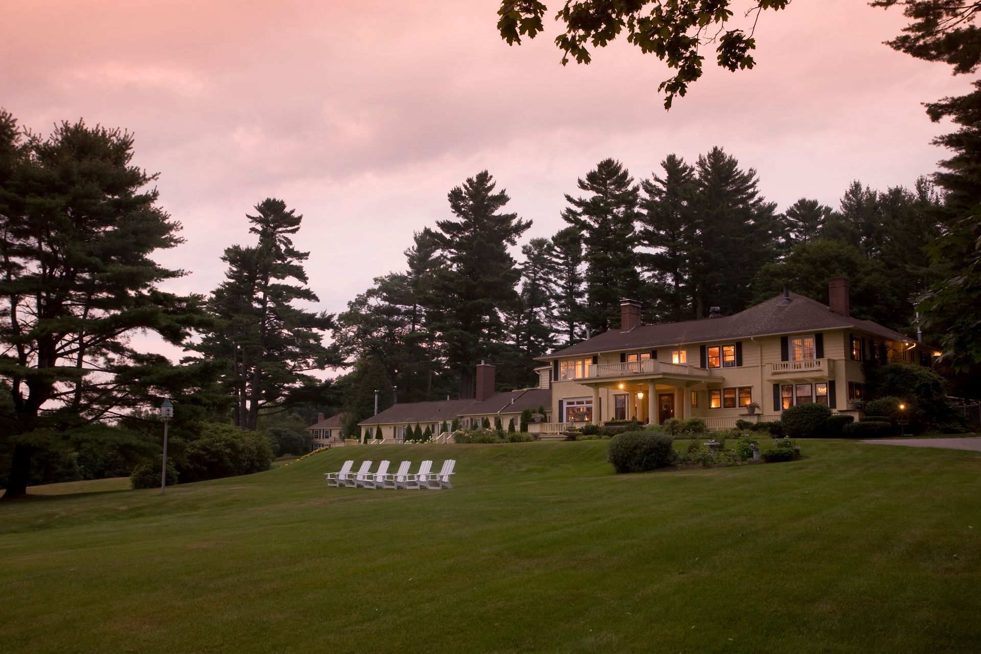 Manor Front lawn sunset