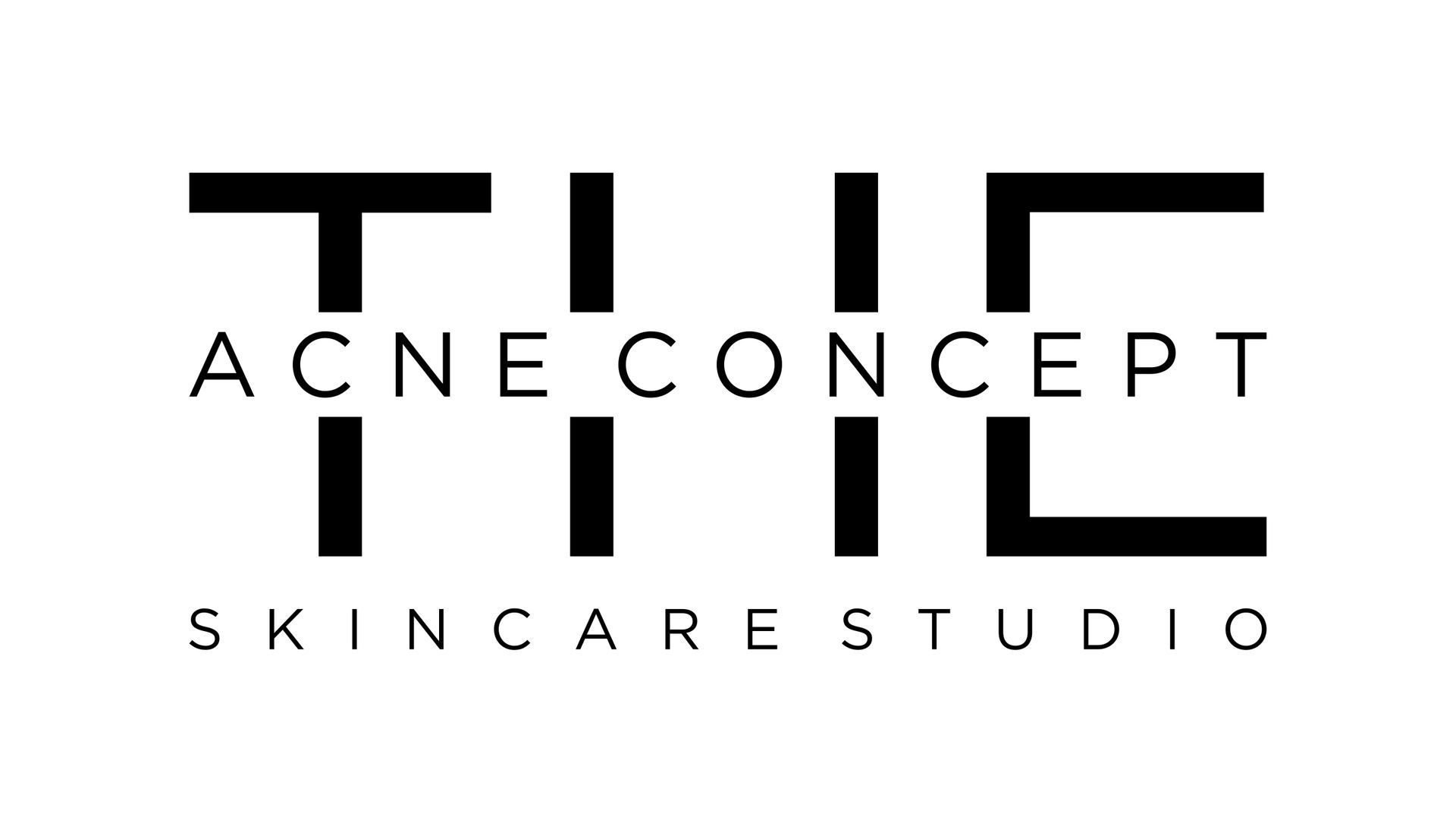 A black and white logo for the acne concept skincare studio.