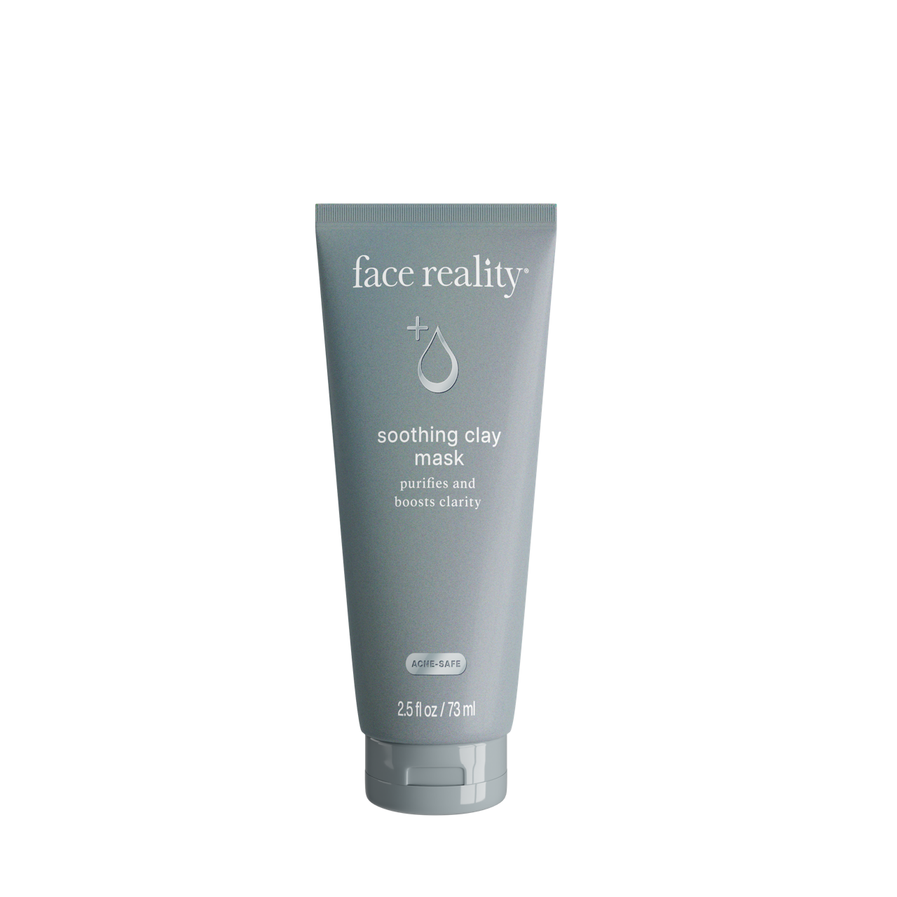 A tube of face reality soothing clay mask on a white background.