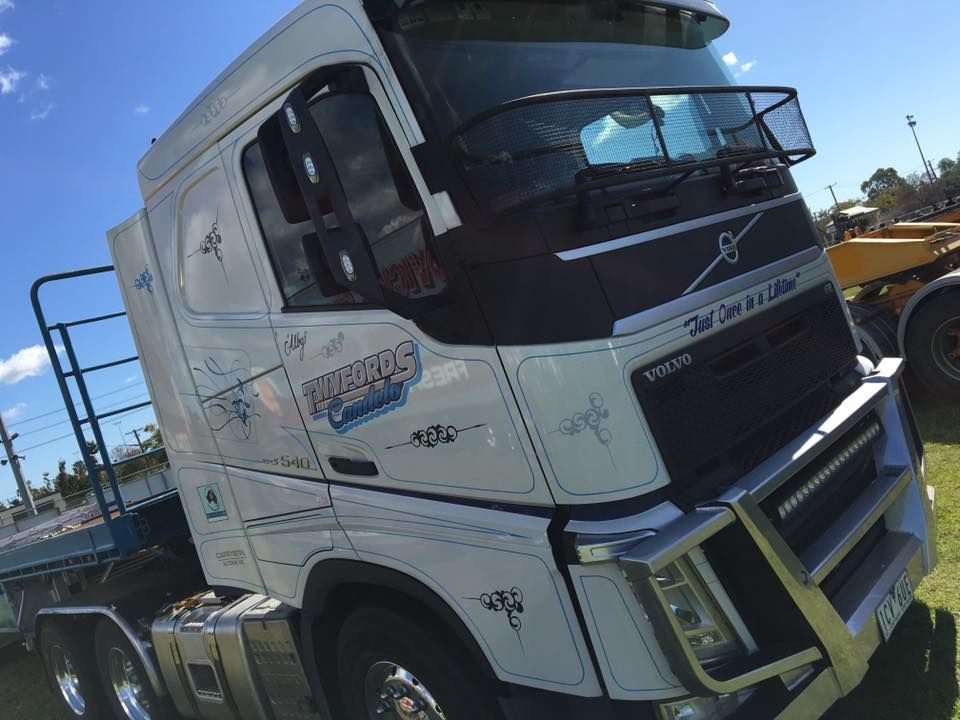 White Volvo Semi Truck is Parked on the Grass — Transforce in Narromine, NSW