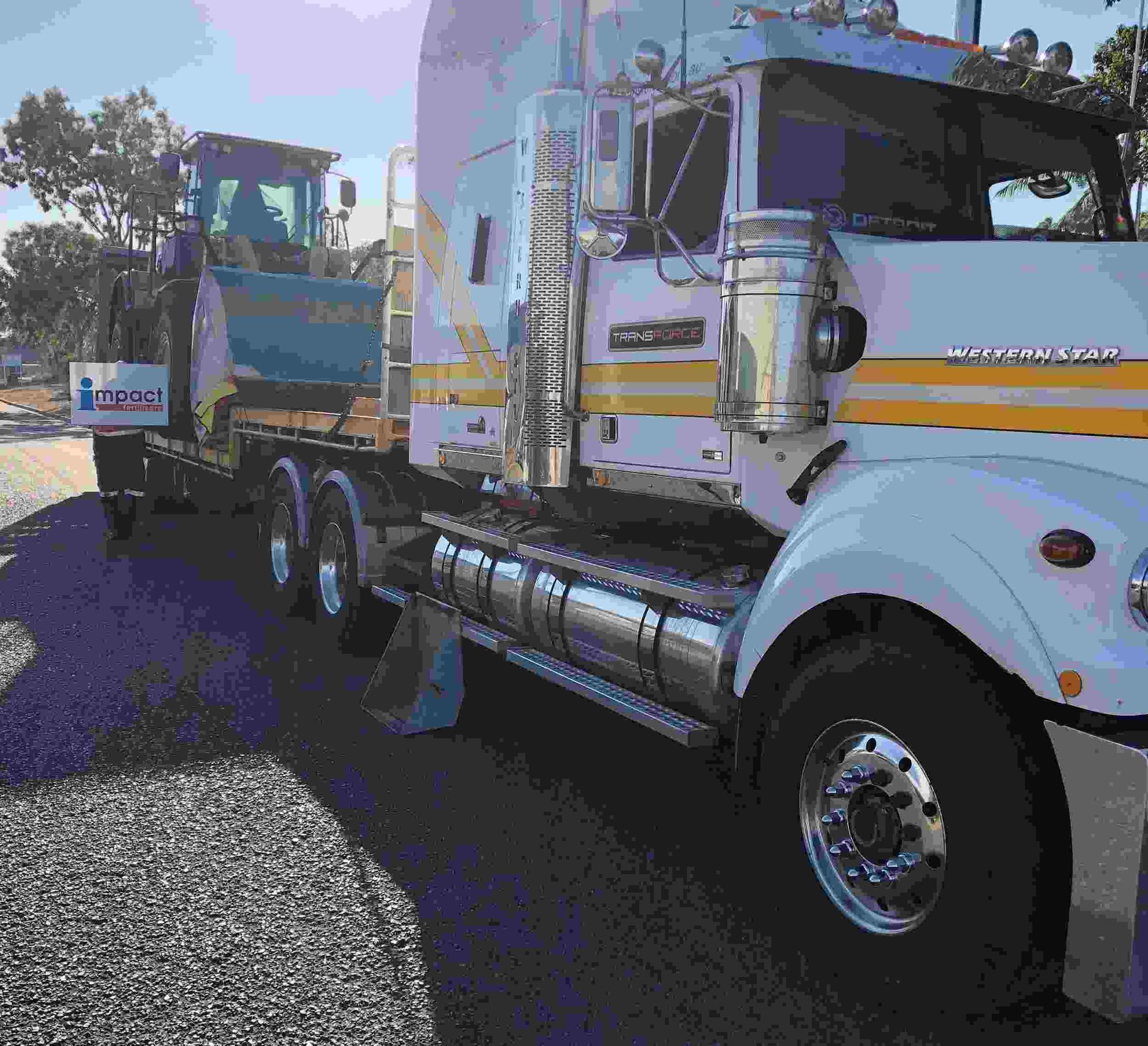 White Semi Truck is Parked on the Side of the Road — Transforce in Dubbo, NSW