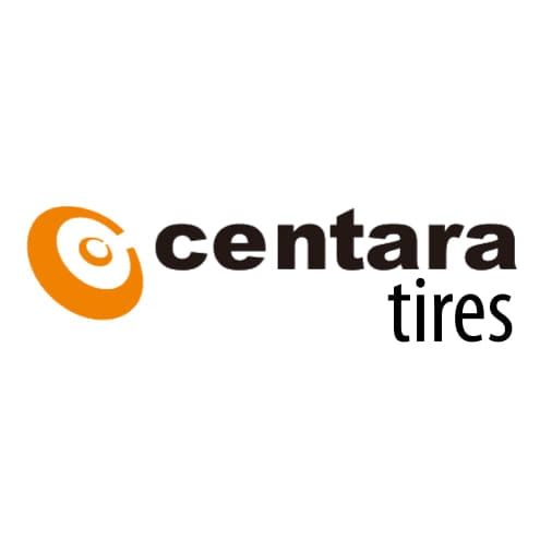 Centara Tires logo: orange swirl icon, dark text "centara tires" on white.