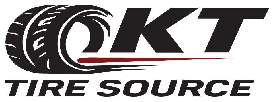Logo of KT Tire Source, featuring a tire graphic and bold black text.