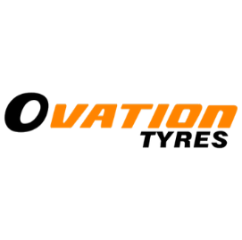 Ovation Tyres logo with the word "Ovation" in orange and the word "Tyres" in black below.