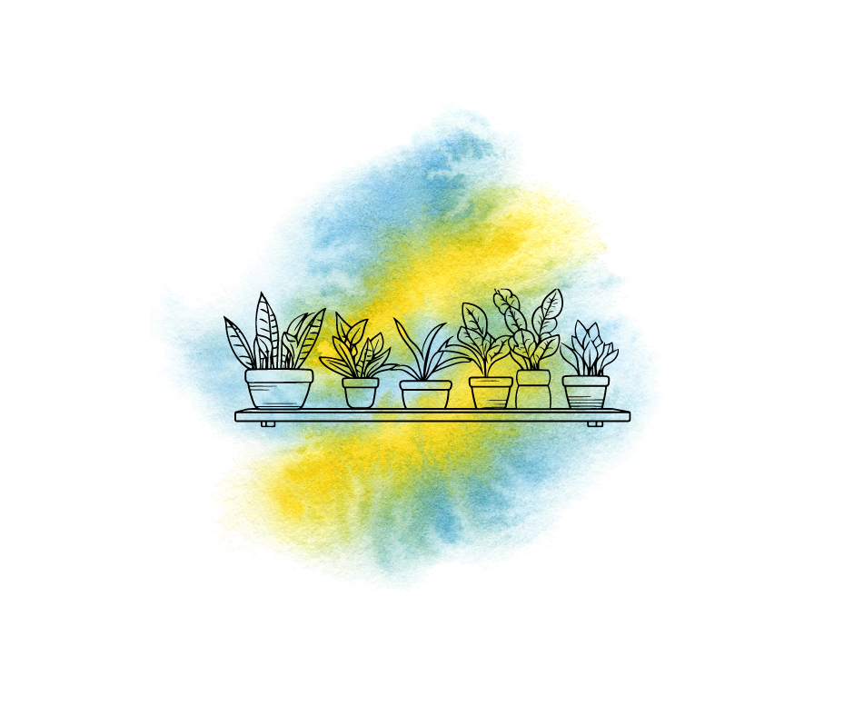 An icon of a birdhouse on a watercolor background.