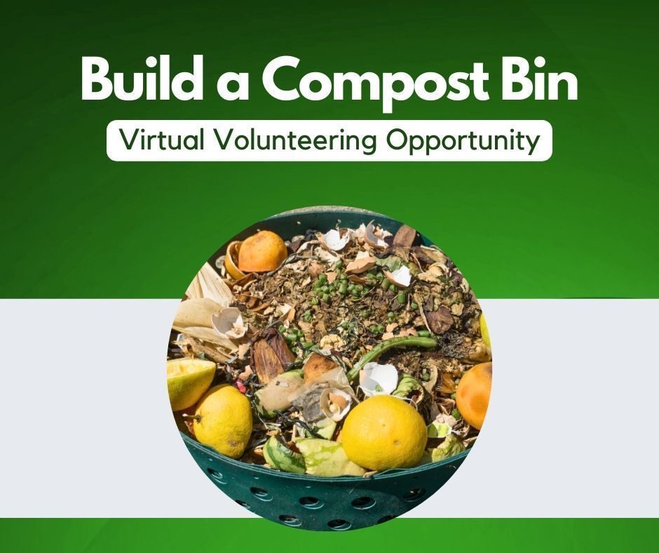 A picture of a compost bin filled with fruits and vegetables.