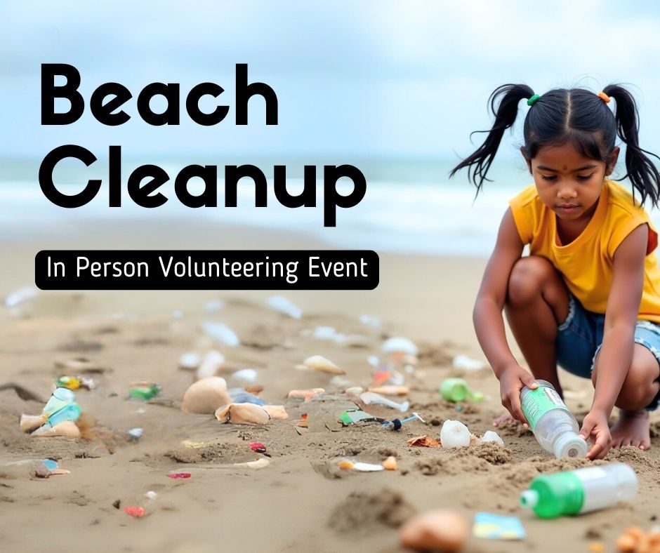 A beach cleanup in person volunteering event on international coastal cleanup day
