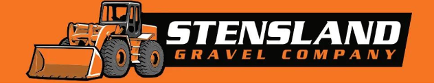 A logo for stensland gravel company with an orange background