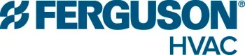 The logo for ferguson hvac is blue and white