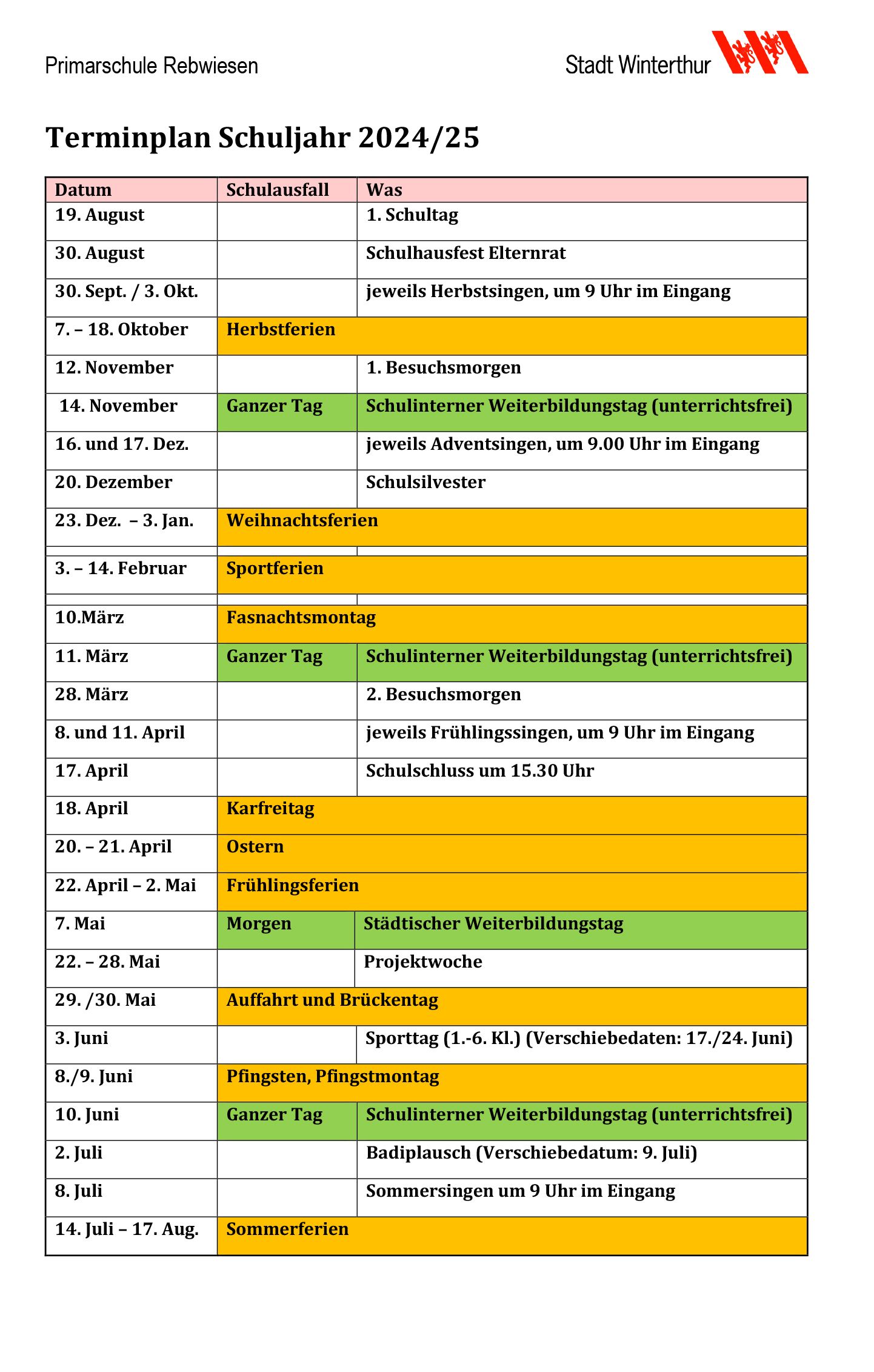 Terminplan