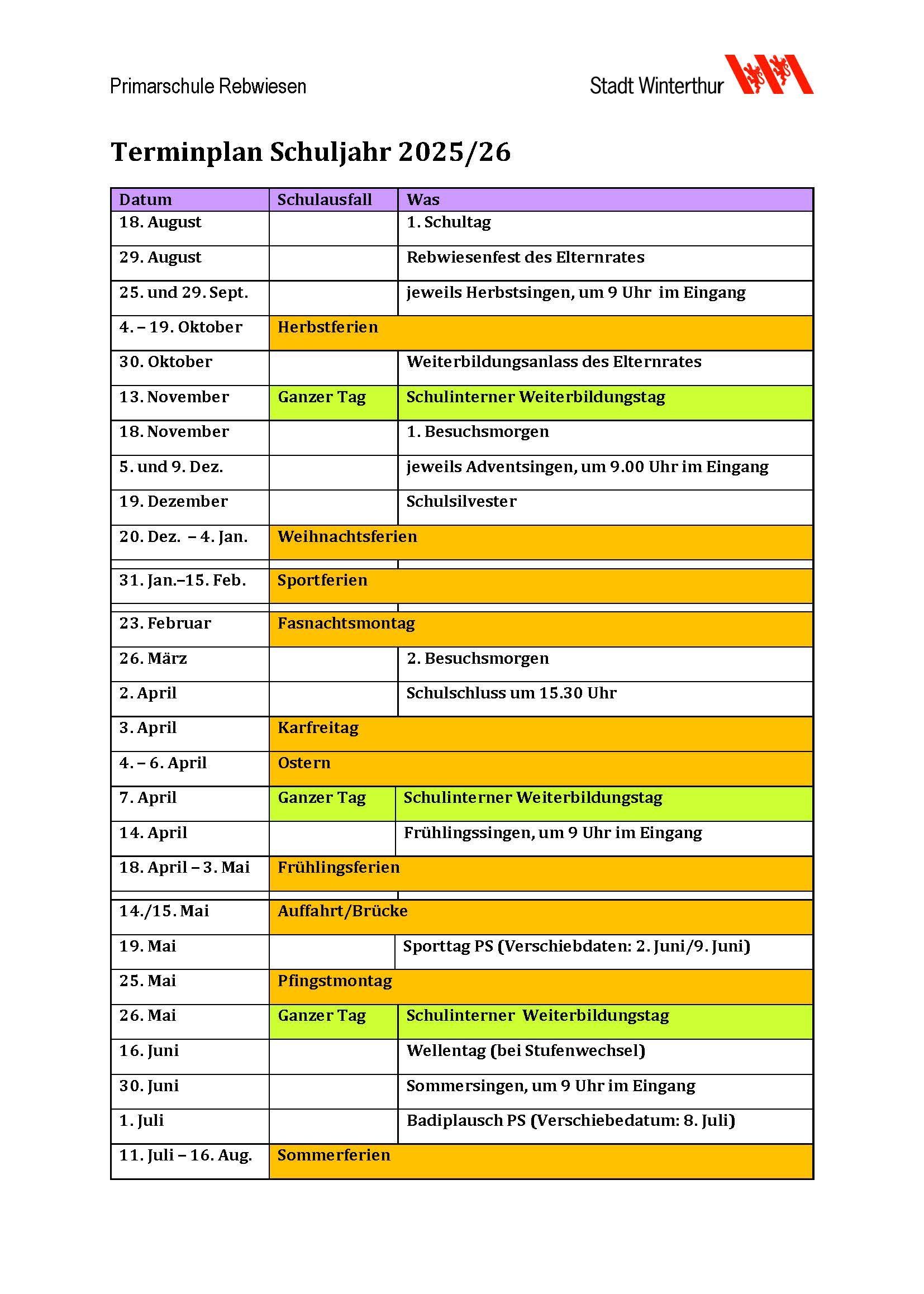 Terminplan