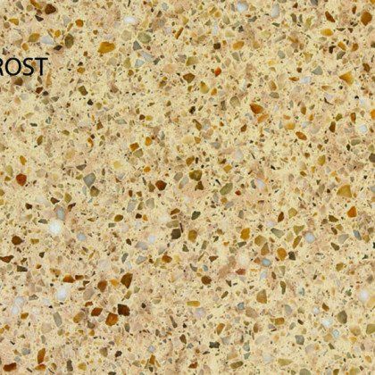 A close up of a counter top with the word rost on it