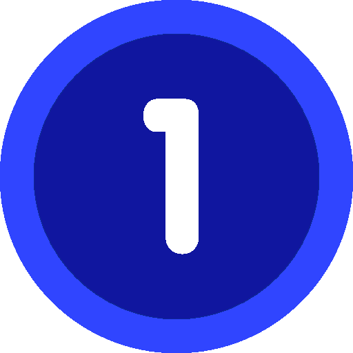 Blue circle with a lighter blue outline, containing a white number