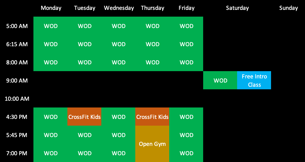 CrossFit Fortify Class Schedule