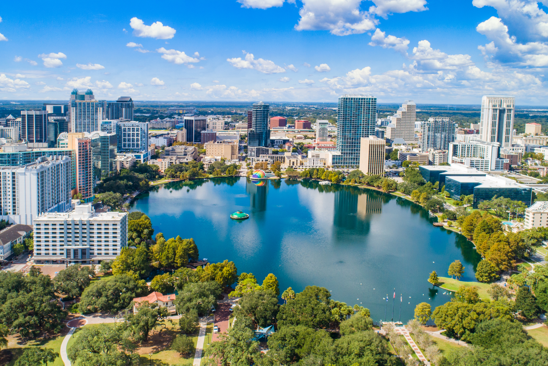 Orlando, Florida Downtown Drone Skyline Aerial