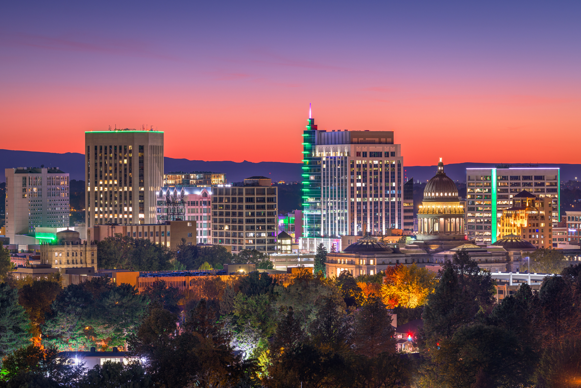 Boise, Idaho USA Downtown Cityscape at Twilight