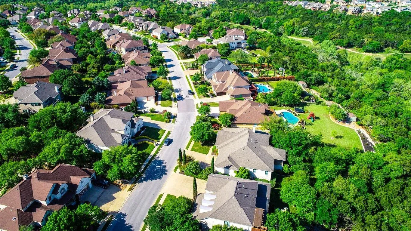 Aerial view of downtown Muncie, Indiana
