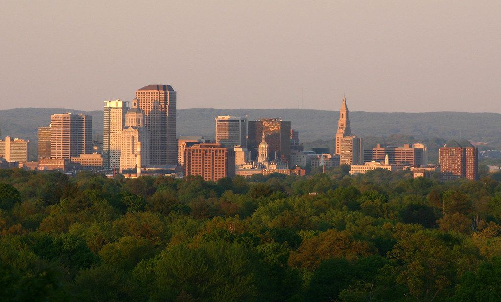 Aerial view of downtown Muncie, Indiana
