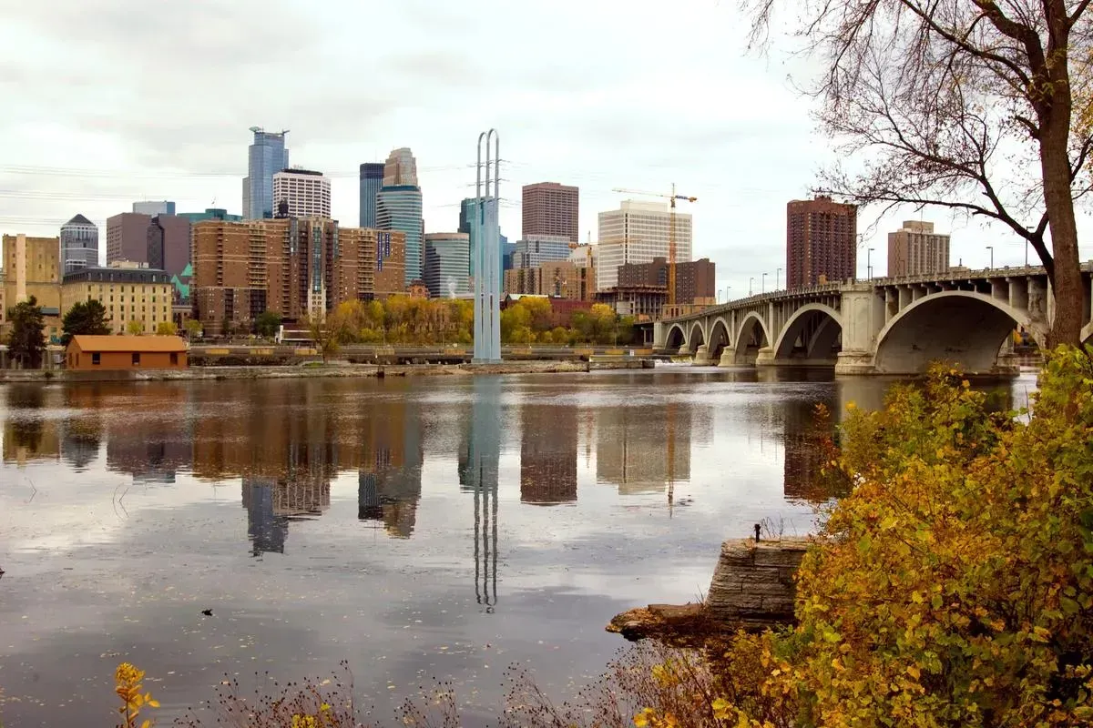 Aerial view of downtown Muncie, Indiana