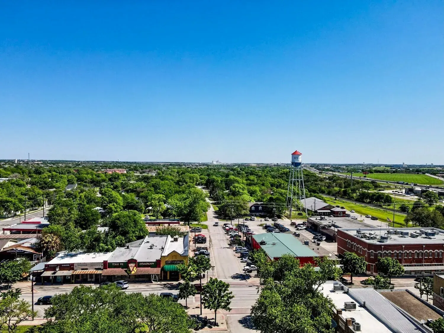 Aerial view of downtown Muncie, Indiana