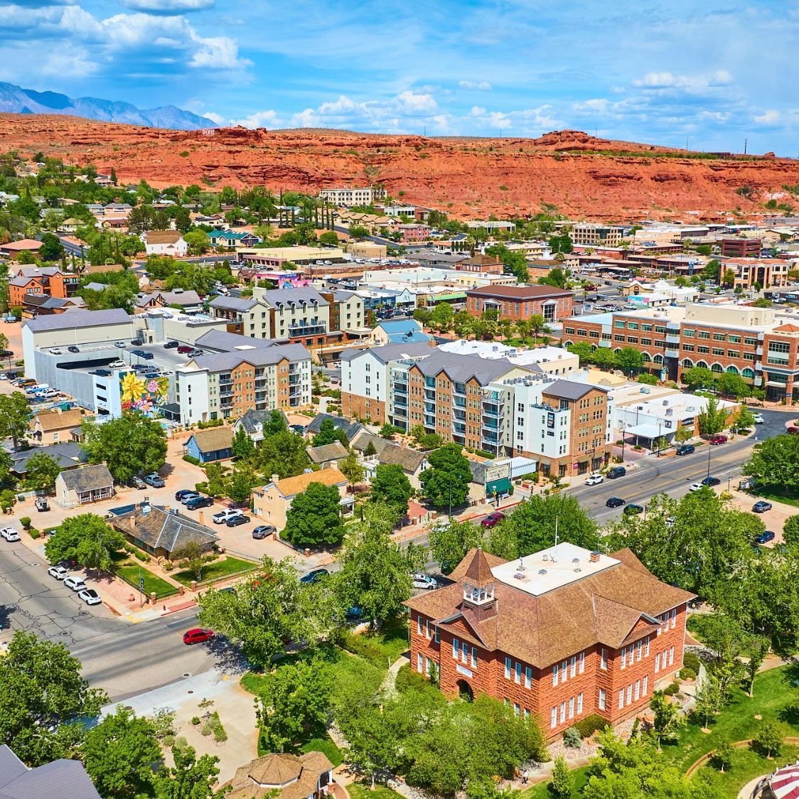 Aerial view of downtown St George, Utah