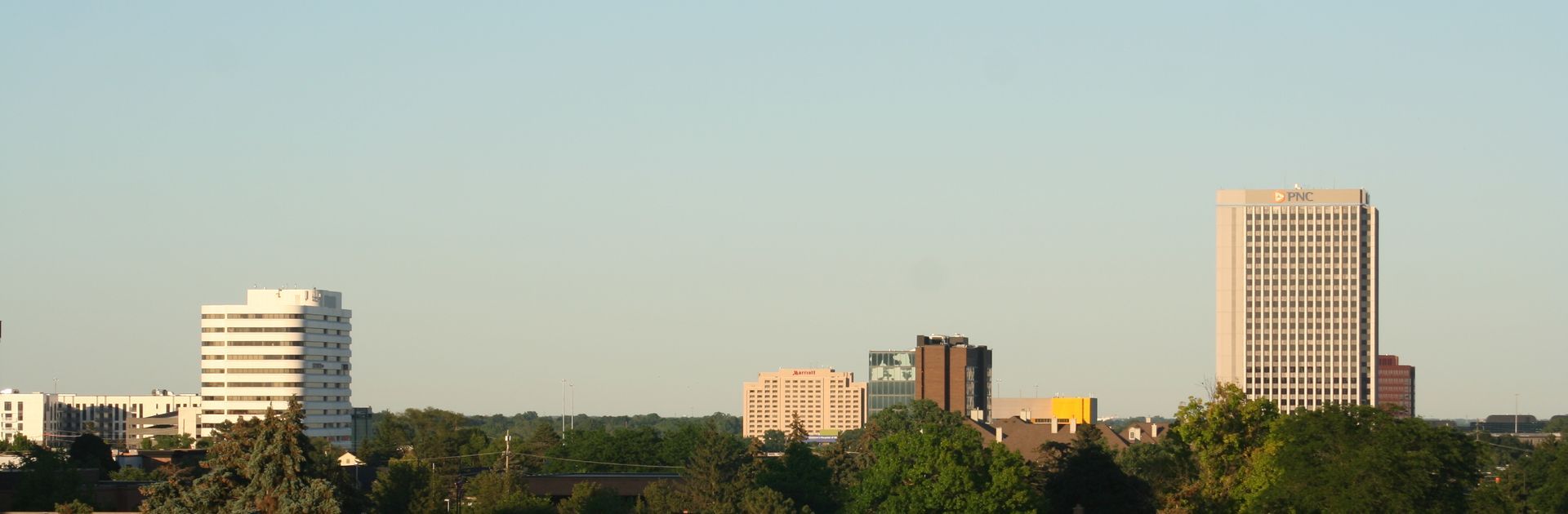 Aerial view of downtown Muncie, Indiana