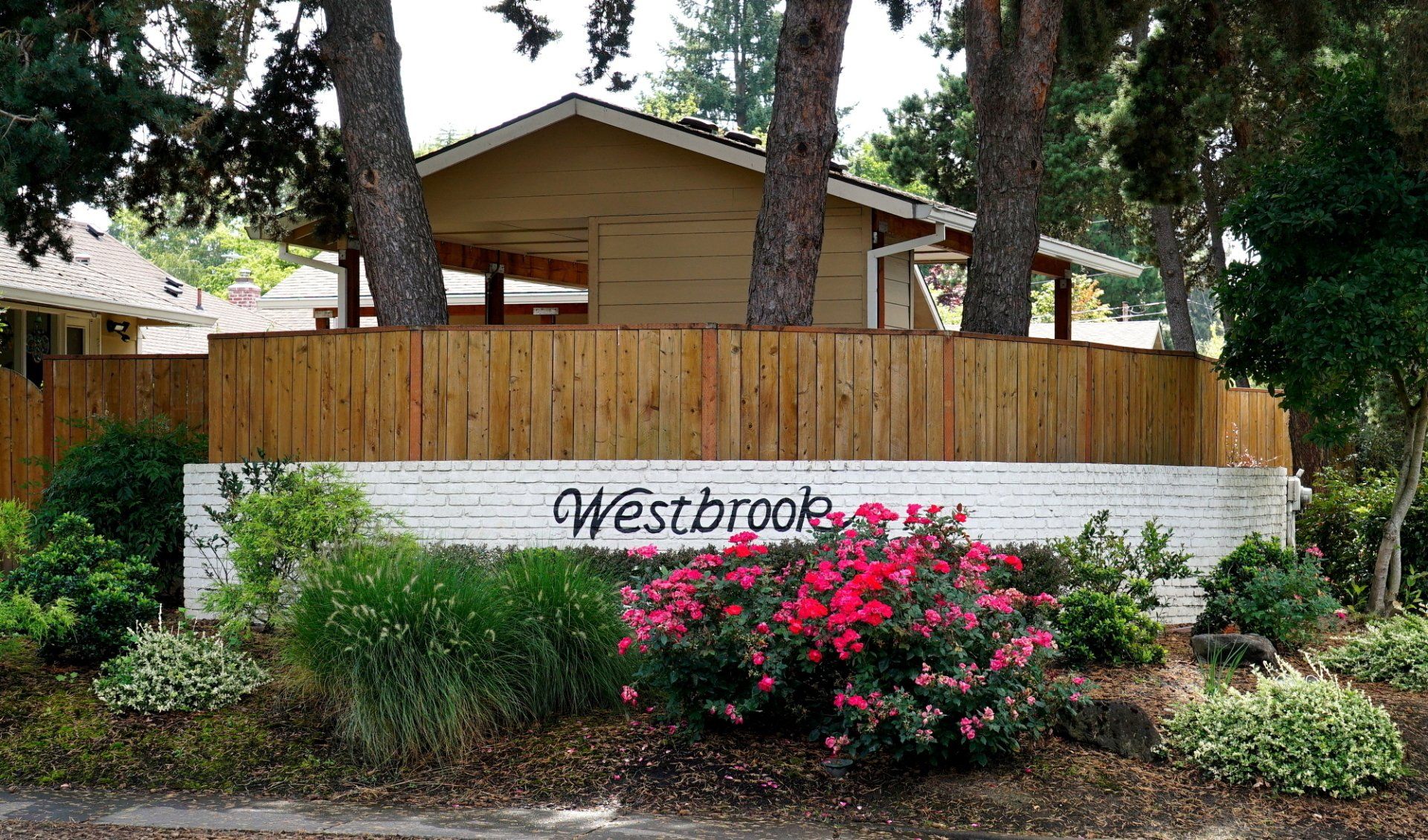 Westbrook banner on wooden fence