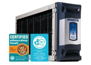 A picture of a certified asthma and allergy friendly air purifier.